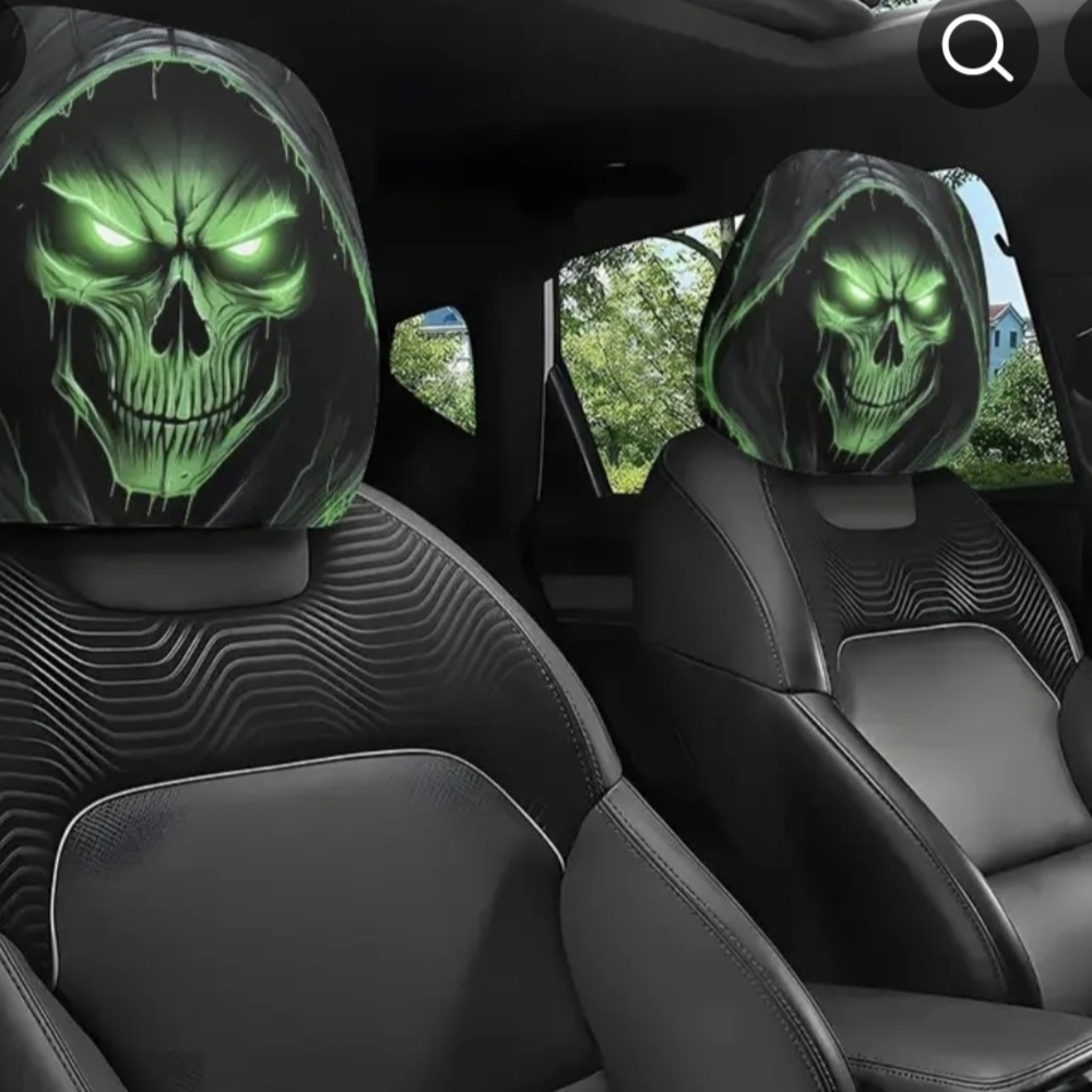 Green Skull Car Seat Covers